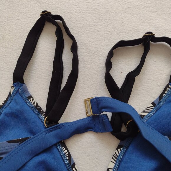 Marimekko For Target Blue & Black Print Triangle Bikini Top L - Picture 5 of 9